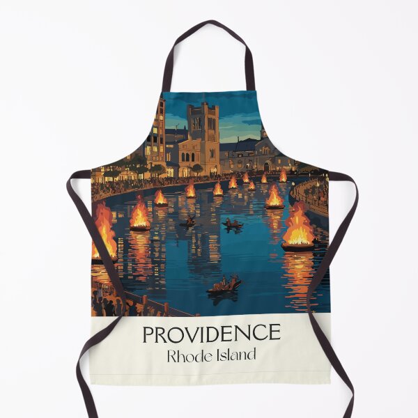 Item preview, Providence Rhode Island Vintage Travel Art | WaterFire Festival Night Design designed and sold by TuncGK.