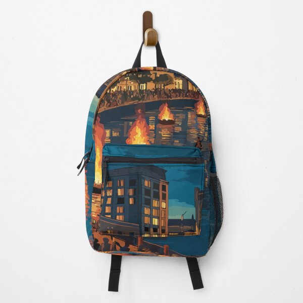 Item preview, Providence Rhode Island Vintage Travel Art | WaterFire Festival Night Design designed and sold by TuncGK.