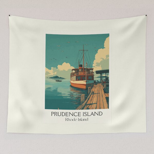 Item preview, Prudence Island Rhode Island Retro Travel Design | Ferry and Narragansett Bay Art designed and sold by TuncGK.