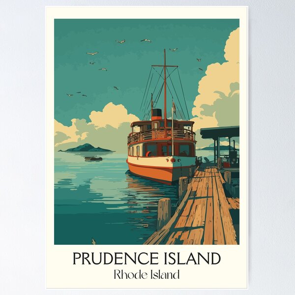 Item preview, Prudence Island Rhode Island Retro Travel Design | Ferry and Narragansett Bay Art designed and sold by TuncGK.