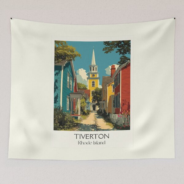 Item preview, Tiverton Rhode Island Vintage Travel Design | Four Corners Historic Village Art designed and sold by TuncGK.
