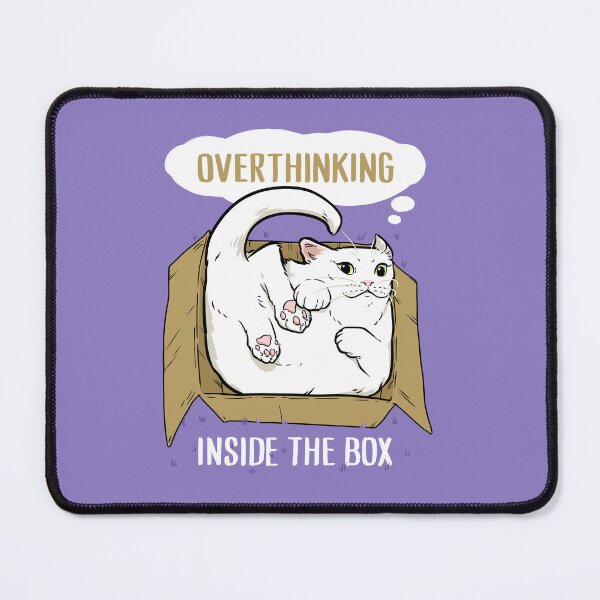 Item preview, overthinking inside the box - white cat designed and sold by Ric Gilar.