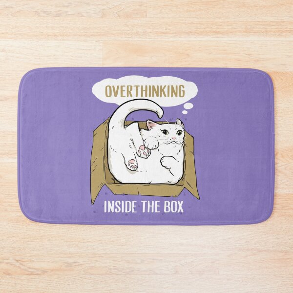 Item preview, overthinking inside the box - white cat designed and sold by Ric Gilar.