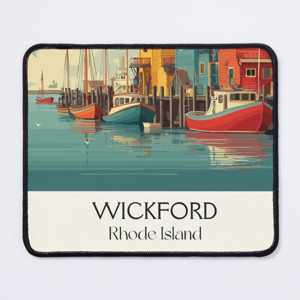 Item preview, Wickford Village Rhode Island Retro Travel Art | Quaint Harbor Town Illustration designed and sold by TuncGK.