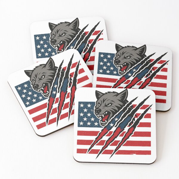 Item preview, Wolf Over USA Flag – Wild Wolf and American Flag Minimalist Claw designed and sold by DjokosDisigns.