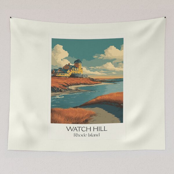 Item preview, Watch Hill Rhode Island Vintage Travel Design | Napatree Point Coastal View Art designed and sold by TuncGK.