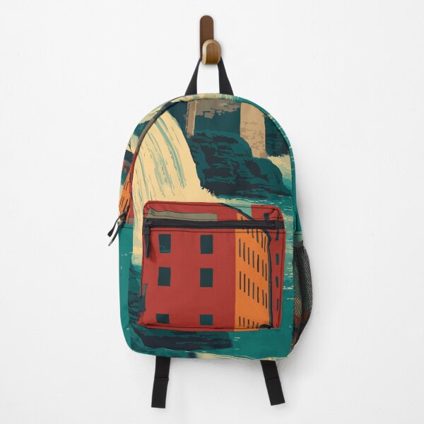 Item preview, Woonsocket Rhode Island Vintage Travel Art | Blackstone River Falls and Mills Design designed and sold by TuncGK.