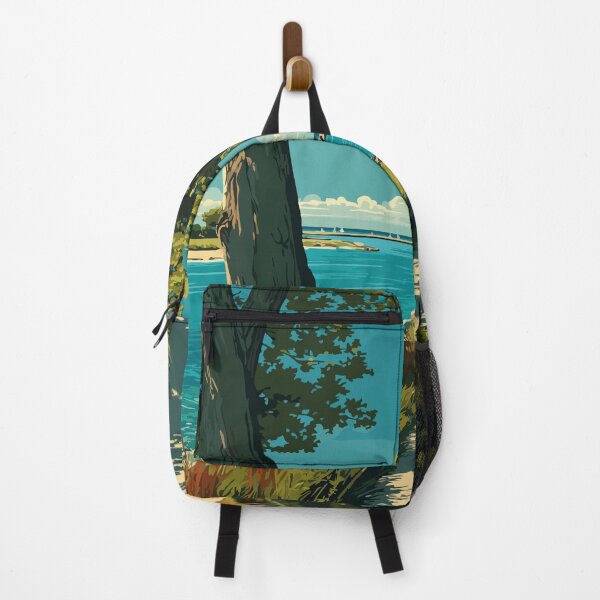 Item preview, Warwick Rhode Island Retro Travel Art | Goddard Memorial State Park Scenery designed and sold by TuncGK.