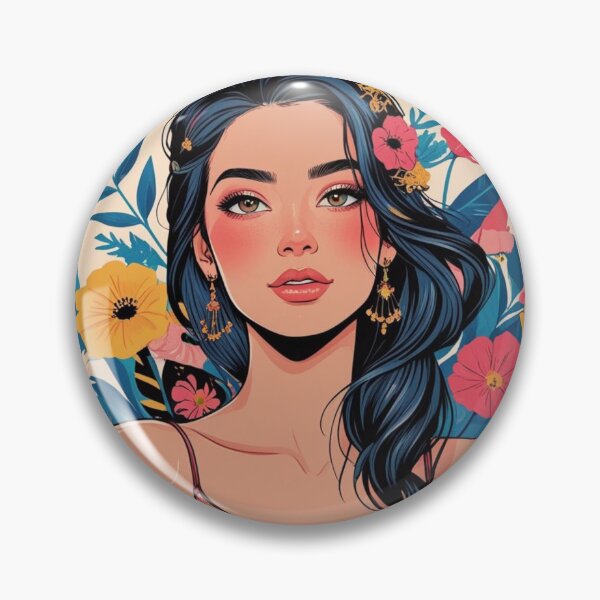 Item preview, Tropical Bloom - Portrait of a Woman with Flowers designed and sold by BohoSoulStudio.