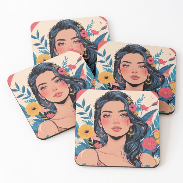 Item preview, Tropical Bloom - Portrait of a Woman with Flowers designed and sold by BohoSoulStudio.