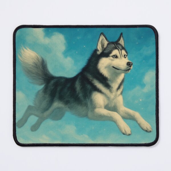 Item preview, Surreal Siberian Husky Flying Fantasy Poster designed and sold by Flying Doggo.