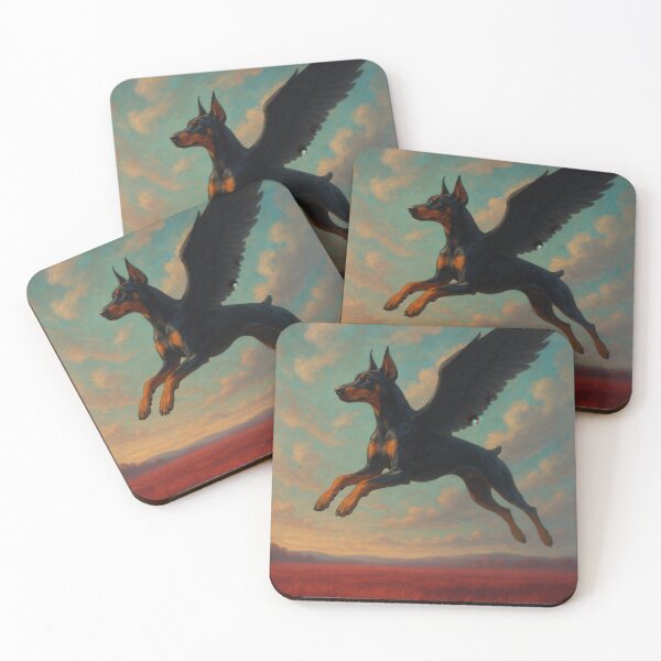 Item preview, Surreal Doberman Flying Crimson Fantasy Poster designed and sold by Flying Doggo.
