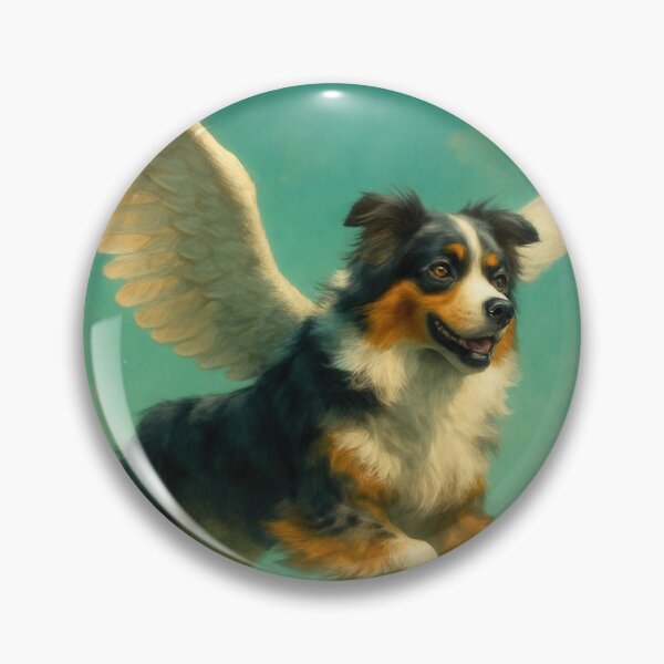 Item preview, Surreal Australian Shepherd Flying Fantasy Poster designed and sold by Flying Doggo.