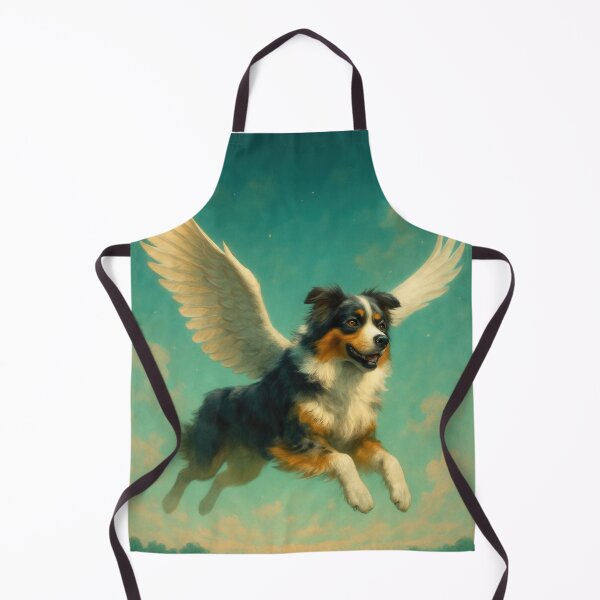 Item preview, Surreal Australian Shepherd Flying Fantasy Poster designed and sold by Flying Doggo.
