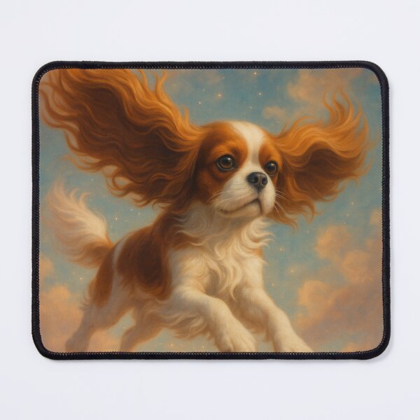 Item preview, Surreal Cavalier Spaniel Flying Fantasy Poster designed and sold by Flying Doggo.