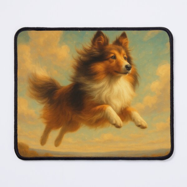 Item preview, Surreal Sheltie Flying Fantasy Dream Poster designed and sold by Flying Doggo.