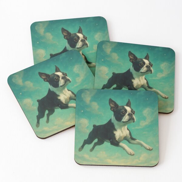 Item preview, Surreal Boston Terrier Flying Fantasy Poster designed and sold by Flying Doggo.