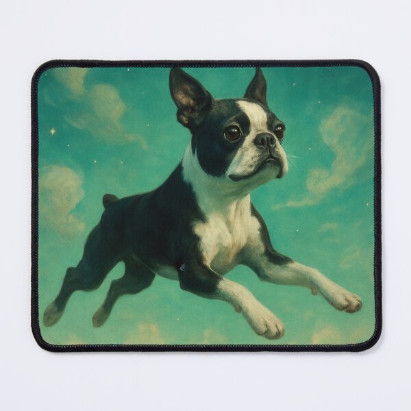 Item preview, Surreal Boston Terrier Flying Fantasy Poster designed and sold by Flying Doggo.
