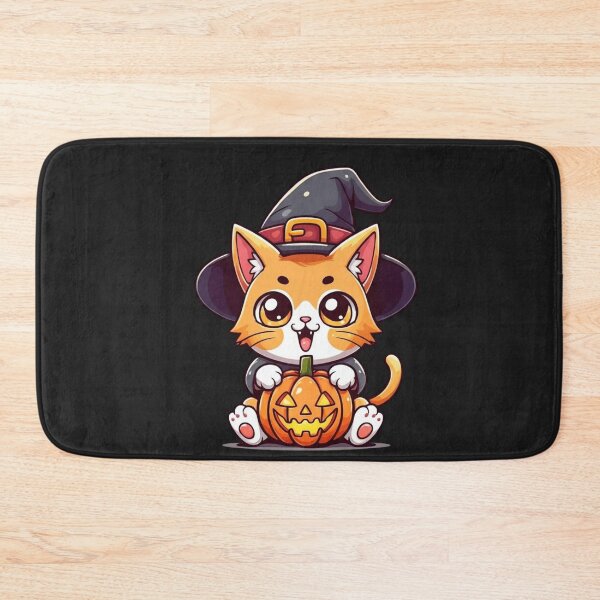 Item preview, Cute Chibi Cat Witch with Pumpkin – Kawaii Halloween Design designed and sold by ColorSplash123.