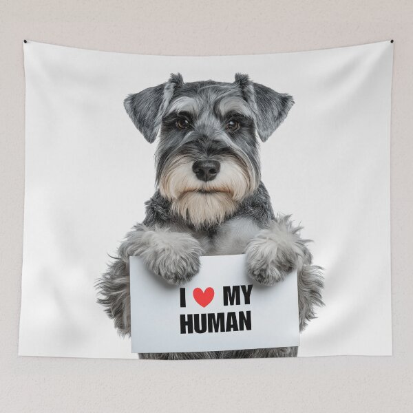 Item preview, Cute Miniature Schnauzer with Signboard I love my Human  designed and sold by LazyOwlStore.