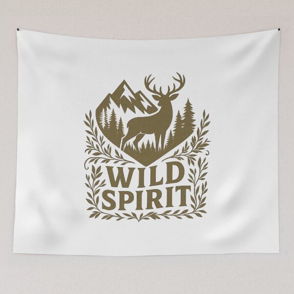 Item preview, Wild Spirit – Deer in the Mountains – Vintage Illustration designed and sold by MK-WOOD.