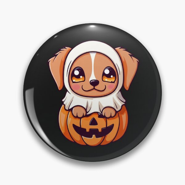 Item preview, Cute Pumpkin Ghost Puppy – Kawaii Halloween Chibi Dog Design designed and sold by ColorSplash123.
