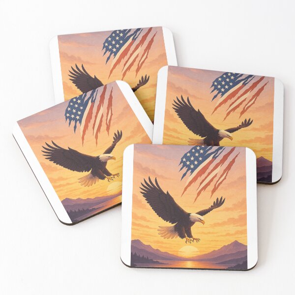 Item preview, American Eagle Mountains – Eagle and Torn American Flag designed and sold by DjokosDisigns.