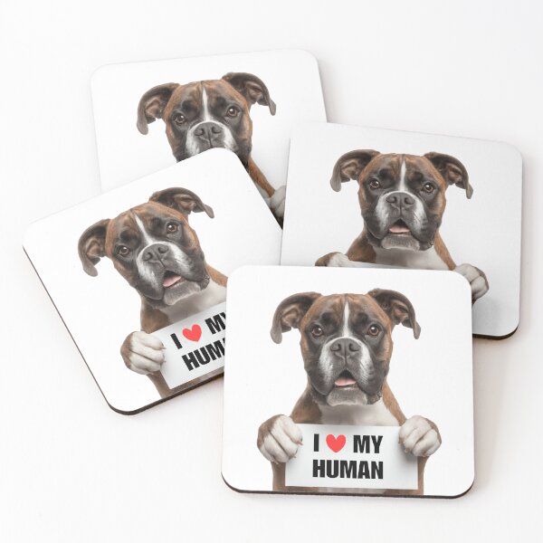 Item preview, Cute Boxer dog with Signboard I love my Human  designed and sold by LazyOwlStore.
