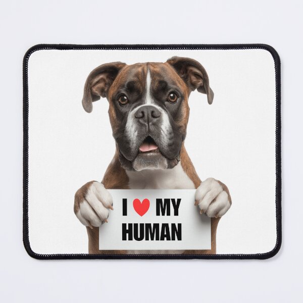 Item preview, Cute Boxer dog with Signboard I love my Human designed and sold by LazyOwlStore.