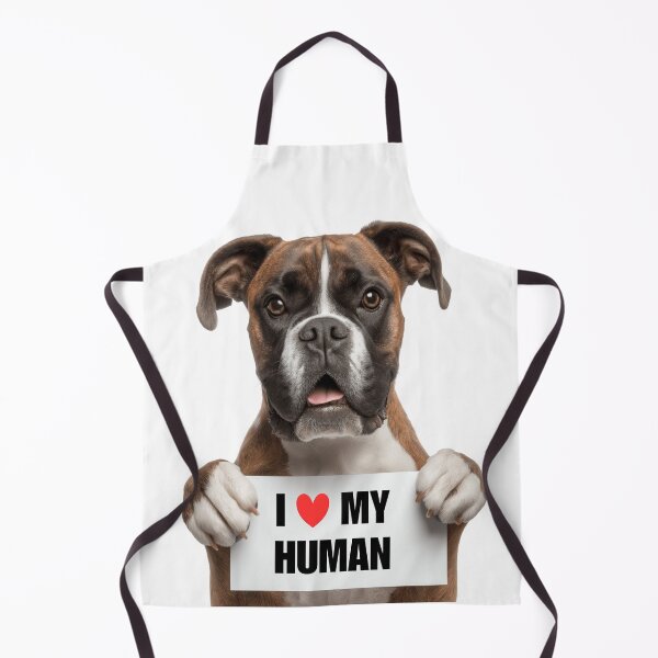 Item preview, Cute Boxer dog with Signboard I love my Human  designed and sold by LazyOwlStore.