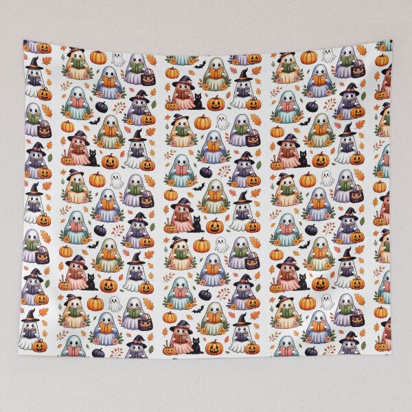 Item preview, Reading Ghost – Cute Cozy Fall Book Lover Pattern designed and sold by Taans-Creation.