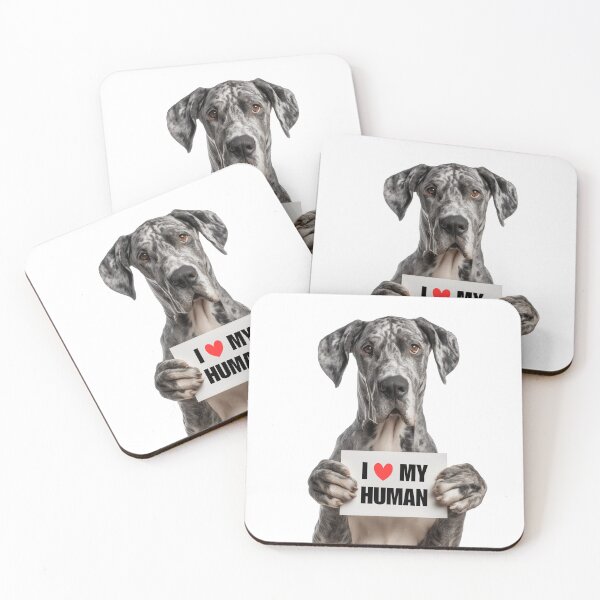 Artikelvorschau, Süße Deutsche Dogge mit Schild Ich liebe meinen Menschen entworfen und verkauft von LazyOwlStore.