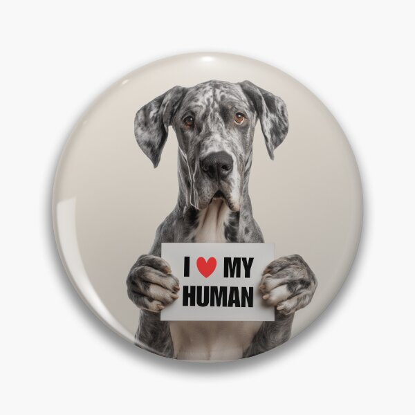 Artikelvorschau, Süße Deutsche Dogge mit Schild Ich liebe meinen Menschen entworfen und verkauft von LazyOwlStore.