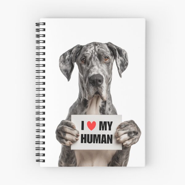 Artikelvorschau, Süße Deutsche Dogge mit Schild Ich liebe meinen Menschen entworfen und verkauft von LazyOwlStore.