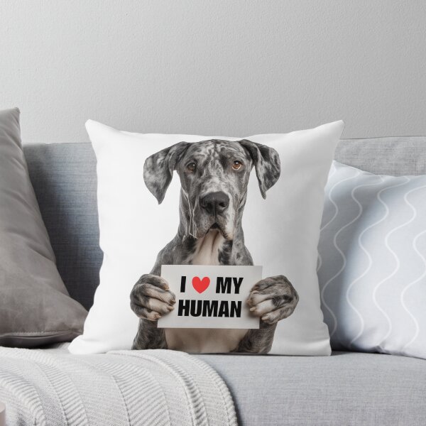 Artikelvorschau, Süße Deutsche Dogge mit Schild Ich liebe meinen Menschen entworfen und verkauft von LazyOwlStore.