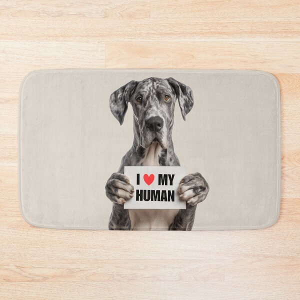 Artikelvorschau, Süße Deutsche Dogge mit Schild Ich liebe meinen Menschen entworfen und verkauft von LazyOwlStore.