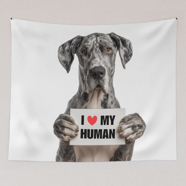 Item preview, Cute Great Dane with Signboard I love my Human  designed and sold by LazyOwlStore.