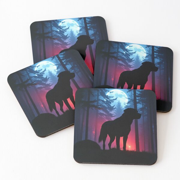 Item preview, Dog Silhouette under Cosmic Moon designed and sold by Shouganai-Mind.