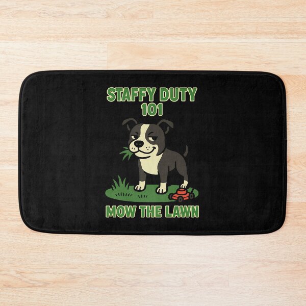 Item preview, Staffy Duty 101 Mow the Lawn – Funny Staffordshire Bull Terrier Dog Design designed and sold by BestFriendTees.