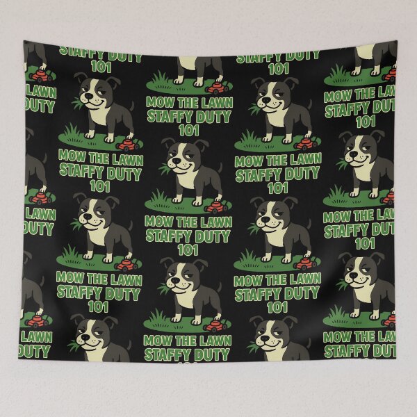 Item preview, Staffy Duty 101 Mow the Lawn – Funny Staffordshire Bull Terrier Dog Design designed and sold by BestFriendTees.