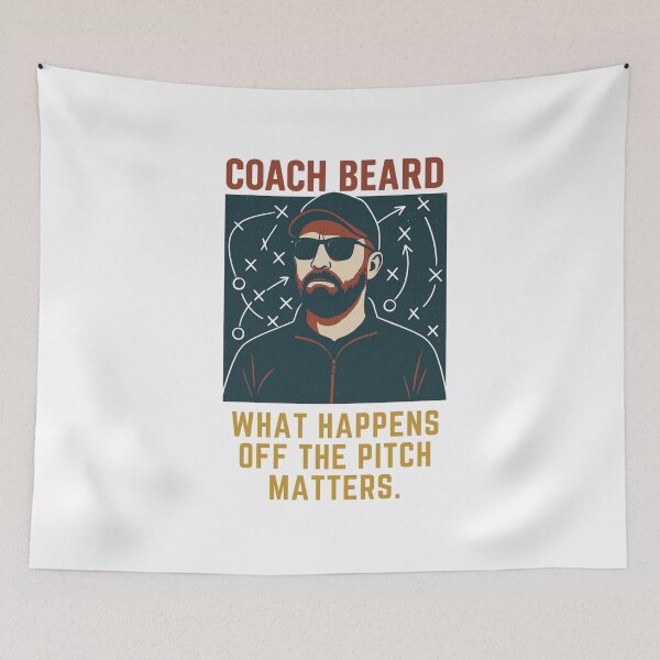 Item preview, Coach Beard Quote – What Happens Off the Pitch Matters designed and sold by BackstopAndCo.