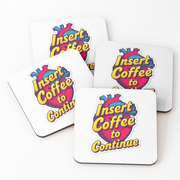 Item preview, Insert Coffee to Continue – Retro Pixel Heart Sticker designed and sold by Merch By Style.