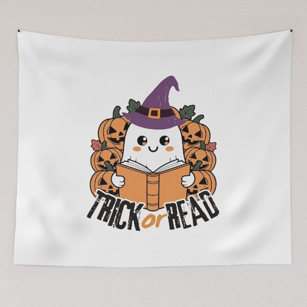 Item preview, Cute Ghost Witch with Book and Pumpkins designed and sold by E20STUDIO.