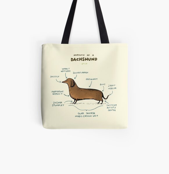 Anatomy of a Dachshund All Over Print Tote Bag