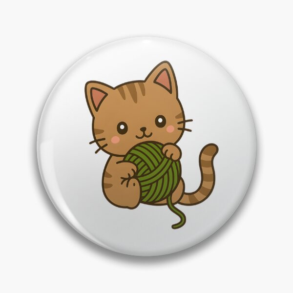 Item preview, Kawaii Brown Cat With Green Ball of Yarn designed and sold by MS Prints.