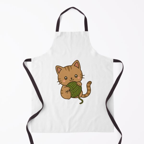 Item preview, Kawaii Brown Cat With Green Ball of Yarn designed and sold by MS Prints.
