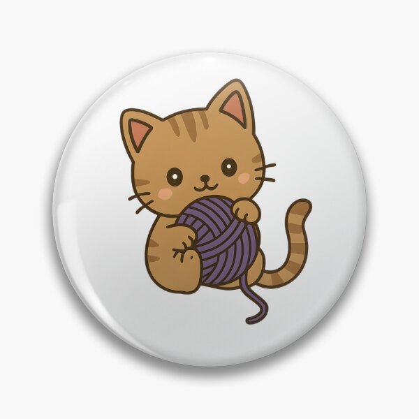 Item preview, Kawaii Brown Cat With Purple Ball of Yarn designed and sold by MS Prints.
