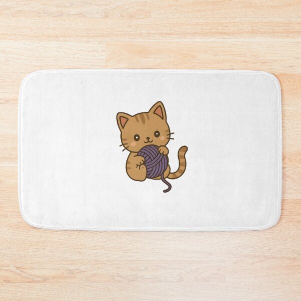Item preview, Kawaii Brown Cat With Purple Ball of Yarn designed and sold by MS Prints.