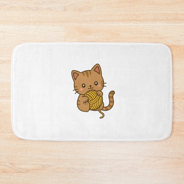 Item preview, Kawaii Brown Cat With Yellow Ball of Yarn designed and sold by MS Prints.