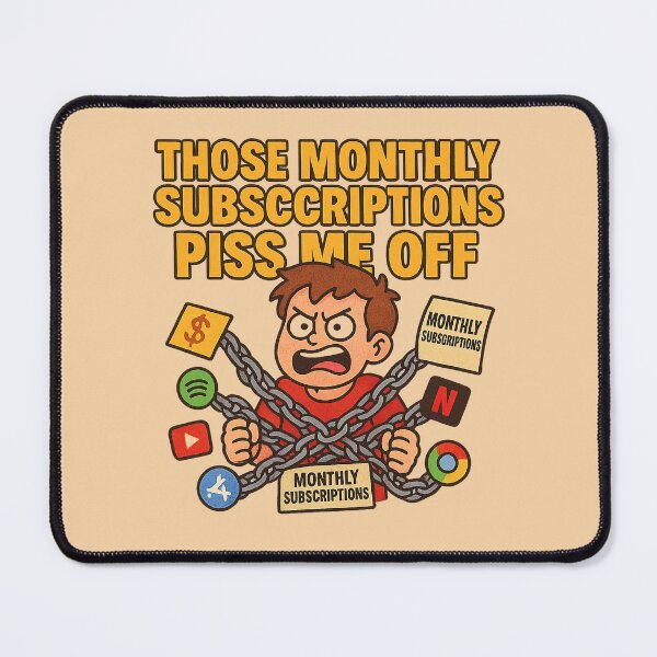 Item preview, Those Monthly Subscriptions Piss Me Off – Relatable Meme Cartoon designed and sold by Bratak.
